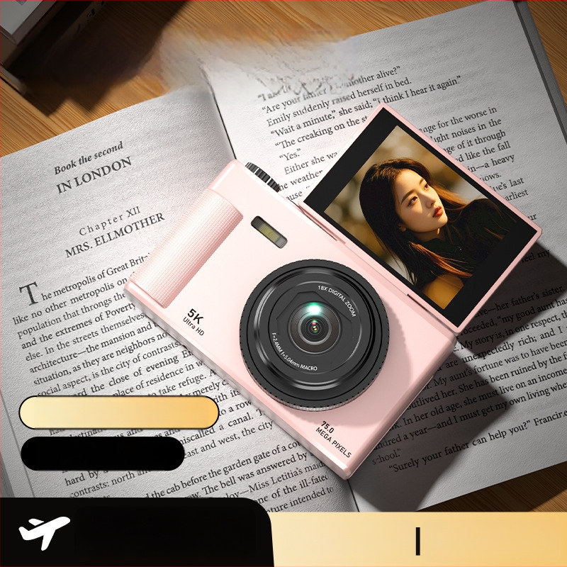 Be veidrodžio skaitmeninė kamera su pasukamu ekranu retro stiliuje, CCD jutiklis 1/3.2in, 24 MP, 16x optinis priartinimas