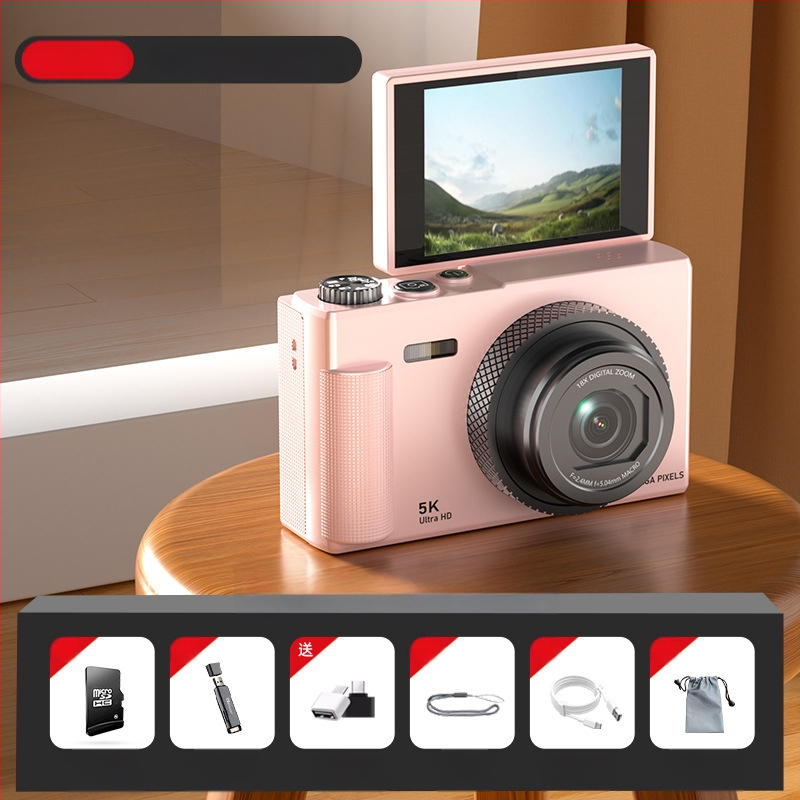 Be veidrodžio skaitmeninė kamera su pasukamu ekranu retro stiliuje, CCD jutiklis 1/3.2in, 24 MP, 16x optinis priartinimas