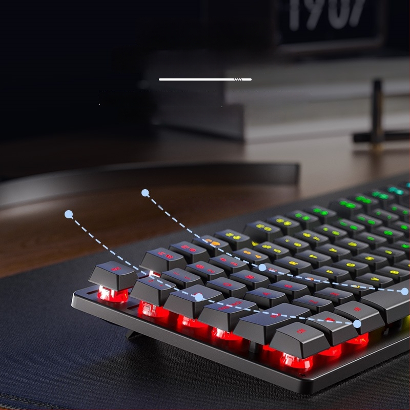 Клавиатура AULA Wolf Spider S3005, проводна офисна клавиатура, 104 клавиша, USB, цифрова клавиатура, смесена подсветка