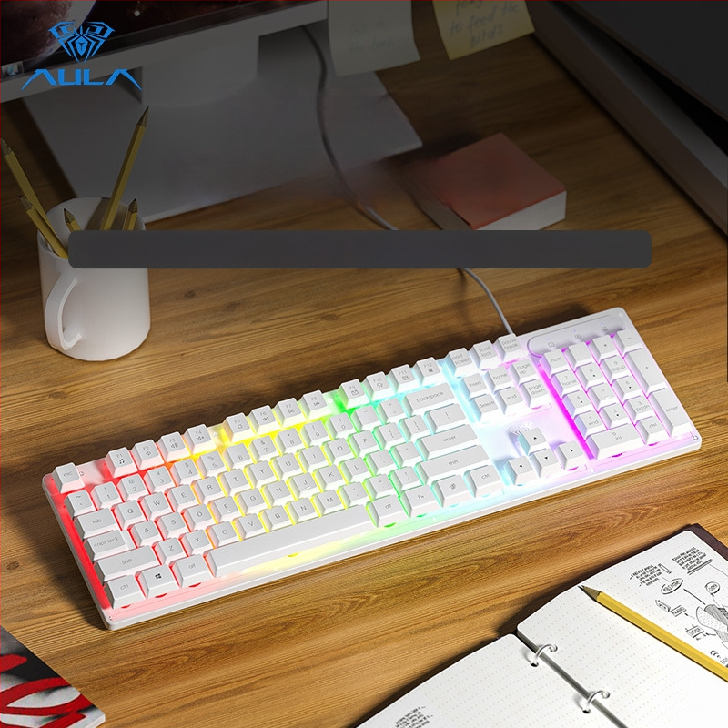 Клавиатура AULA Wolf Spider S3005, проводна офисна клавиатура, 104 клавиша, USB, цифрова клавиатура, смесена подсветка