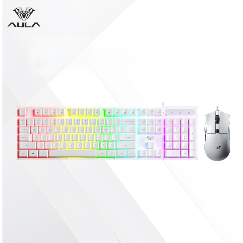 Клавиатура AULA Wolf Spider S3005, проводна офисна клавиатура, 104 клавиша, USB, цифрова клавиатура, смесена подсветка