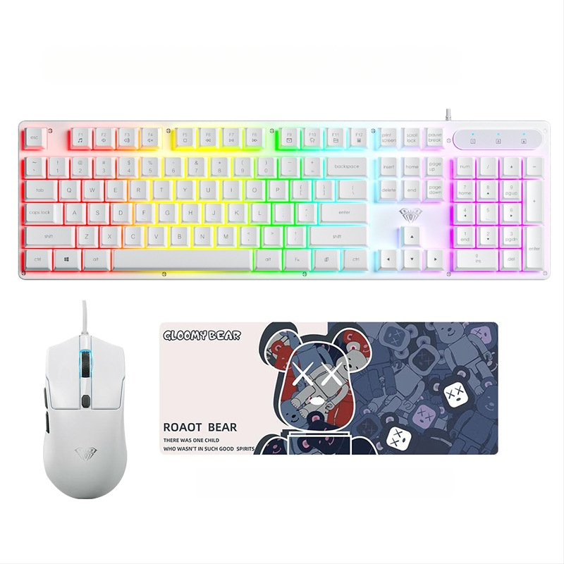 Клавиатура AULA Wolf Spider S3005, проводна офисна клавиатура, 104 клавиша, USB, цифрова клавиатура, смесена подсветка