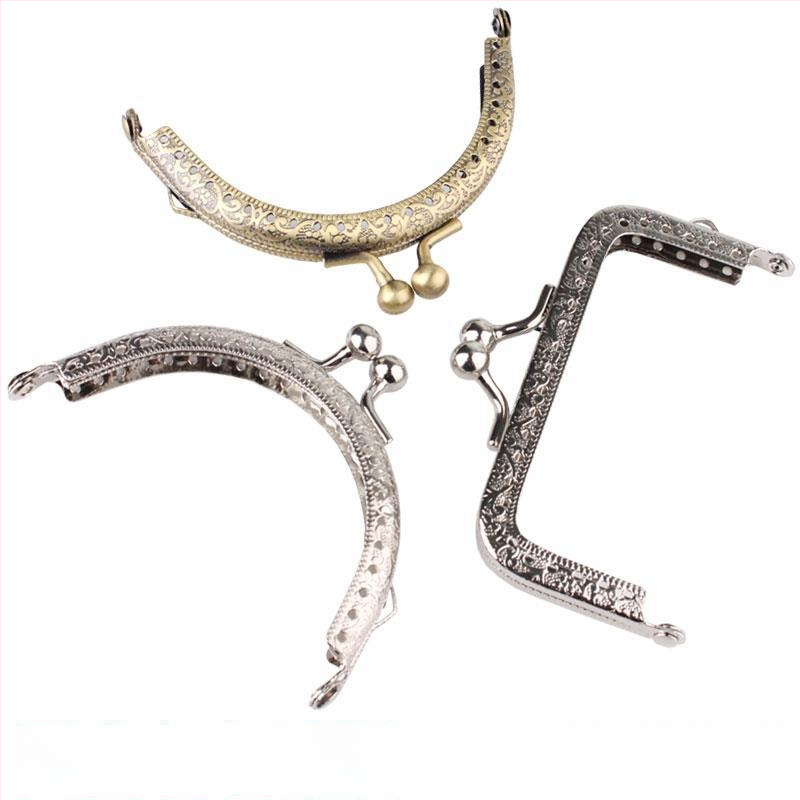 Metalinė pusmėnulio formos rankinės rėmas – DIY megztų rankinių priedai