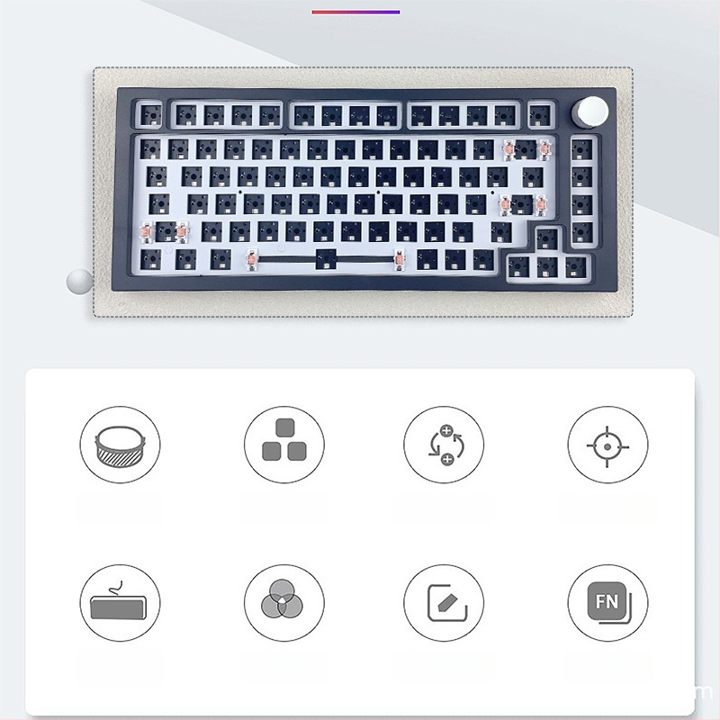 Механичен клавиатурен комплект – 75 клавиша, безжичен три режима, RGB подсветка, hot-plug, съвместим с 4+ устройства