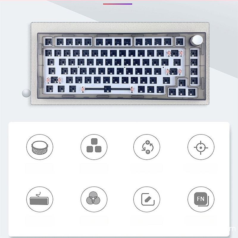 Механичен клавиатурен комплект – 75 клавиша, безжичен три режима, RGB подсветка, hot-plug, съвместим с 4+ устройства