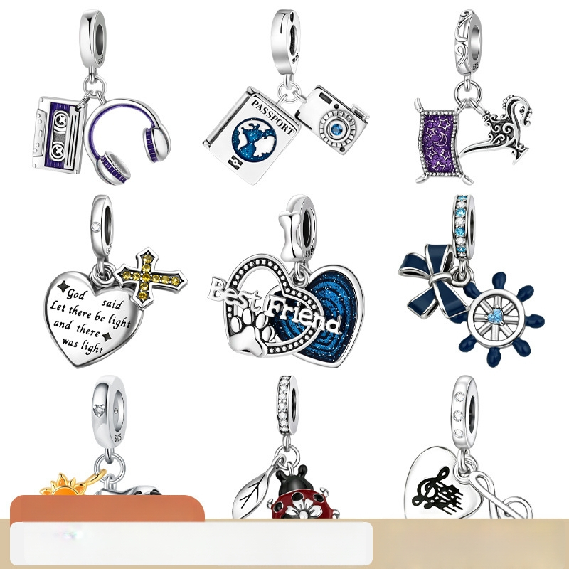 Vėrinys su širdies ir šuns formos pakabukais (sidabru dengtas, elektroplatinimas, poilsio stilius, 2025 pavasaris)