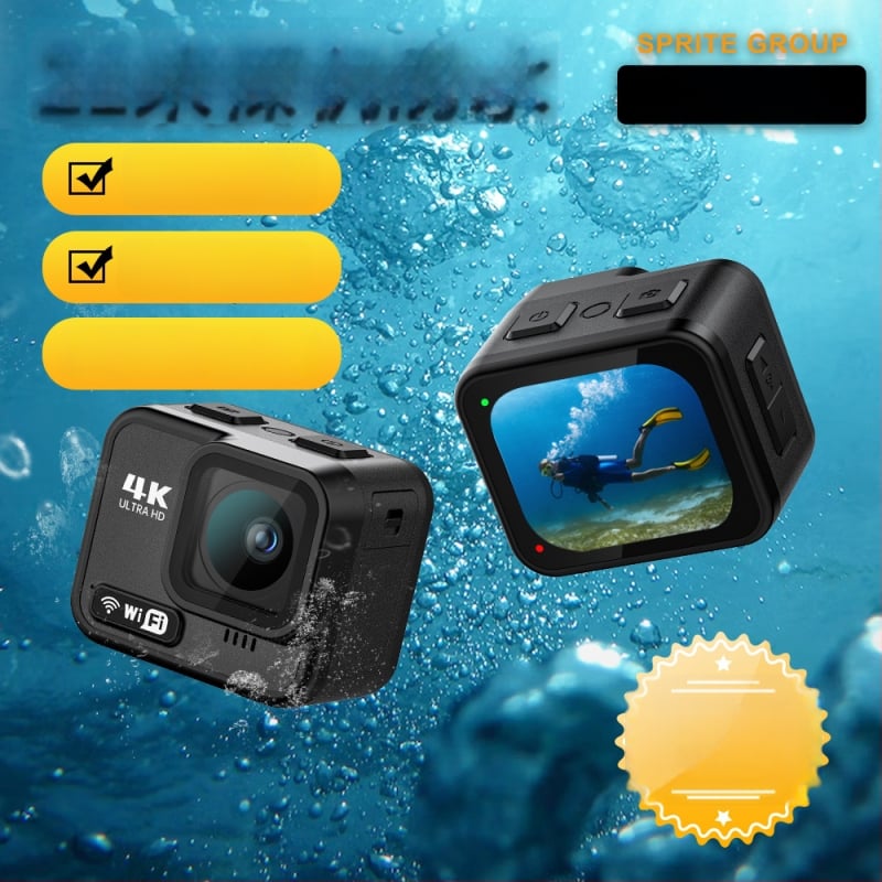 4K WiFi ūdensizturīga akcijas kamera ar Sony IMX386 sensoru, 2,1- colu IPS LCD, ūdensizturība līdz 21 m, akumulatora darbības laiks 1,5–2 stundas