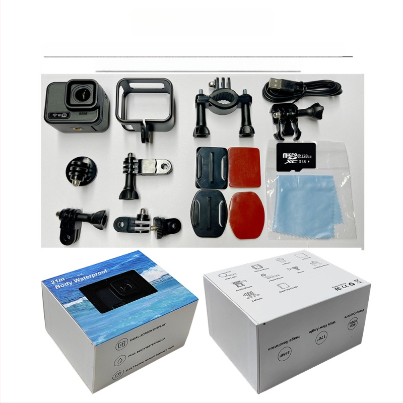 4K WiFi ūdensizturīga akcijas kamera ar Sony IMX386 sensoru, 2,1- colu IPS LCD, ūdensizturība līdz 21 m, akumulatora darbības laiks 1,5–2 stundas