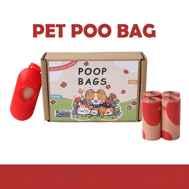 Βιοδιασπώμενες σακούλες αποβλήτων κατοικίδίων με άρωμα, τύπος επίπεδου ανοίγματος, 15 τεμ./ρολό