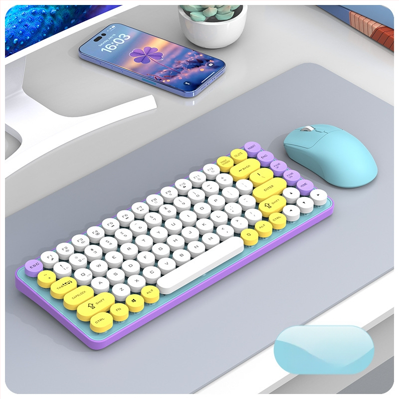 Безжичен комплект клавиатура и мишка с Bluetooth двойен режим, 87 клавиши, ABS корпус, USB приемник включен, без подсветка