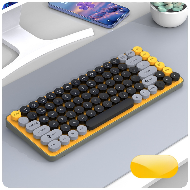 Безжичен комплект клавиатура и мишка с Bluetooth двойен режим, 87 клавиши, ABS корпус, USB приемник включен, без подсветка