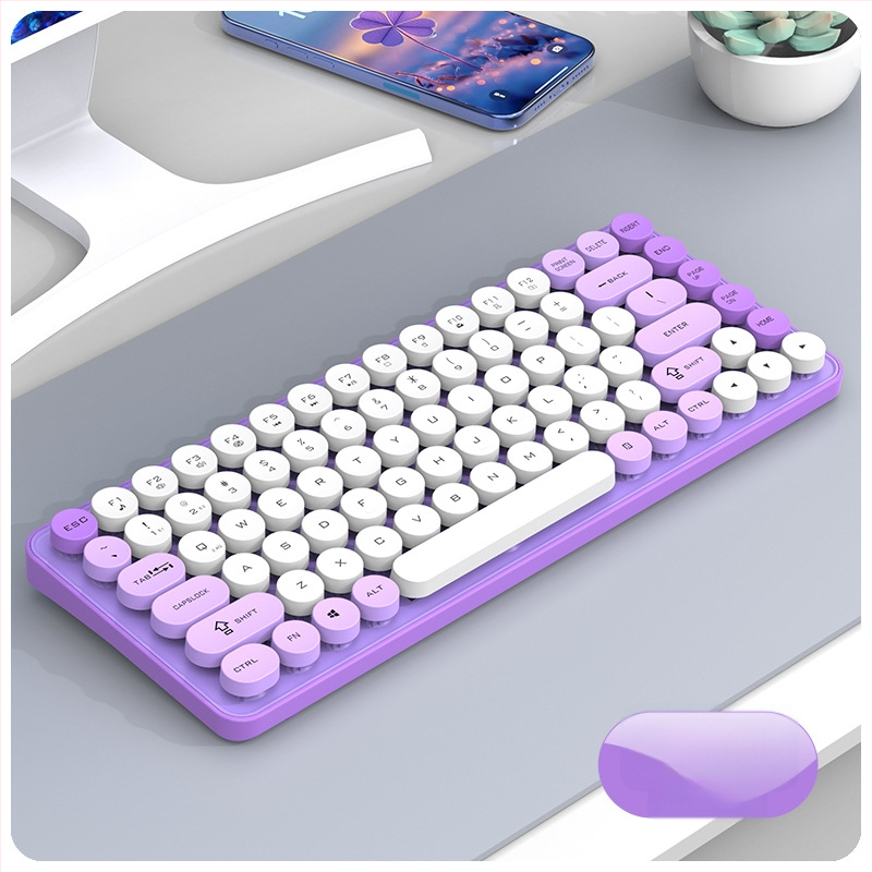 Безжичен комплект клавиатура и мишка с Bluetooth двойен режим, 87 клавиши, ABS корпус, USB приемник включен, без подсветка