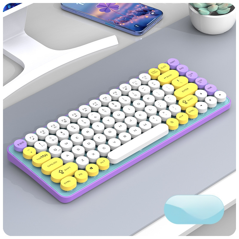 Безжичен комплект клавиатура и мишка с Bluetooth двойен режим, 87 клавиши, ABS корпус, USB приемник включен, без подсветка