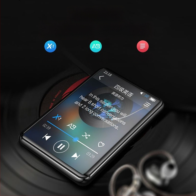 MP4/MP3 mūzikas atskaņotājs ar skārienjūgu un Bluetooth – ārkārtīgi plāns, lasīšanai romānu