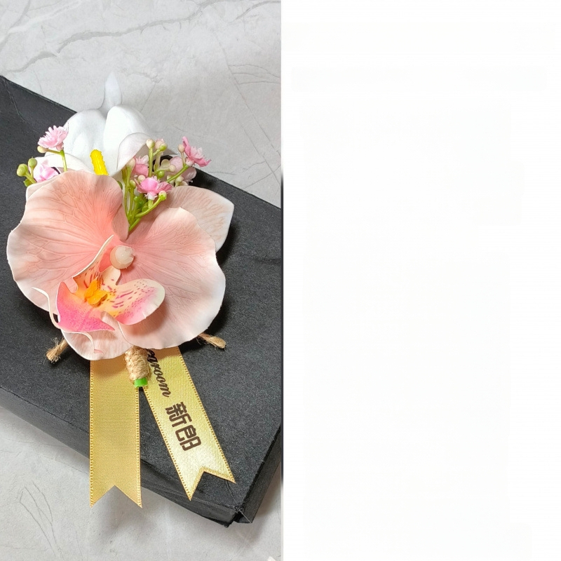 Vestuvinis corsage iš dirbtinių gėlių: Calla Lily ir drugelių orchidėja, unisex, tėvų corsage, pilnas šeimos komplektas, tinka verslo susitikimams