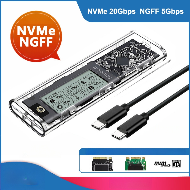 M.2 NVMe/NGFF SSD korpusas su dviejų protokolų palaikymu, išmanus skaitmeninis disko būklės rodiklis, USB 3.2 Gen2 Type-C, 10 Gbps, palaiko iki 4 TB