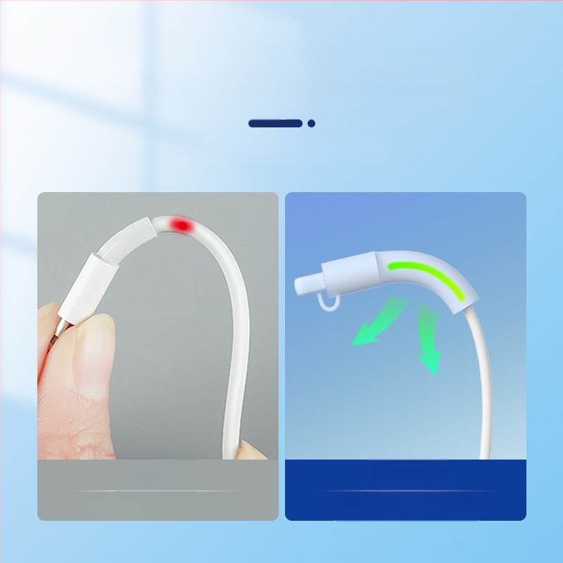 Силиконова защита за кабел за данни – Всичко включено, модел 413; съвместима с кабели на Apple, Huawei, Xiaomi и Vivo; защита срещу счупване и износ на метал.