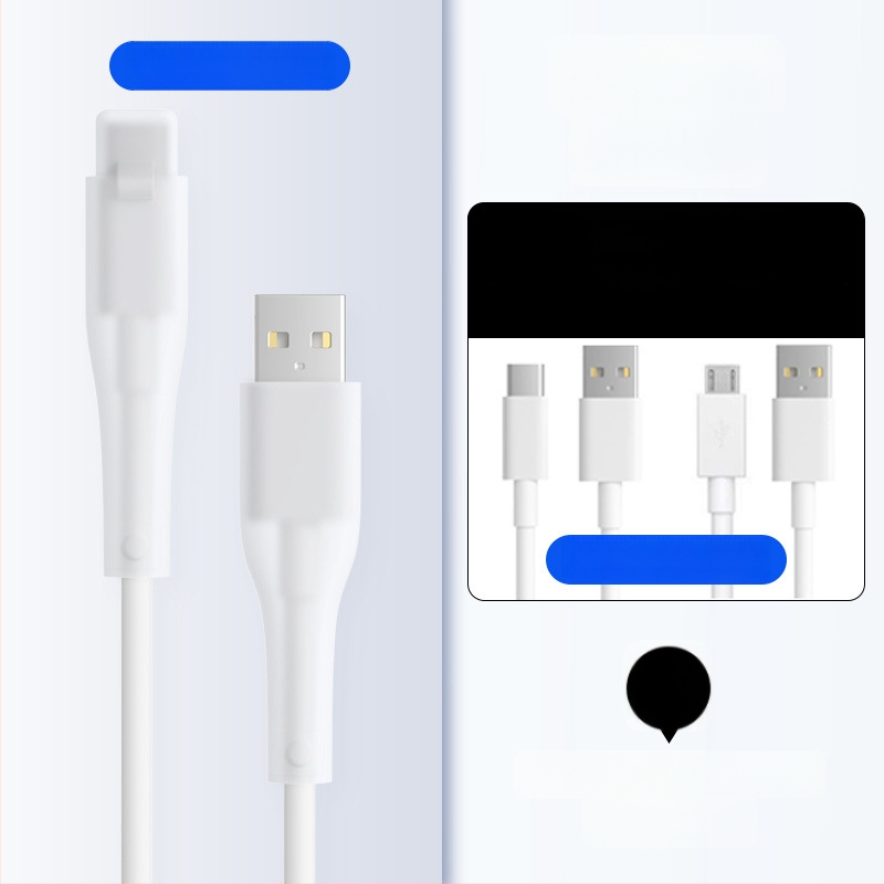 Силиконова защита за кабел за данни – Всичко включено, модел 413; съвместима с кабели на Apple, Huawei, Xiaomi и Vivo; защита срещу счупване и износ на метал.