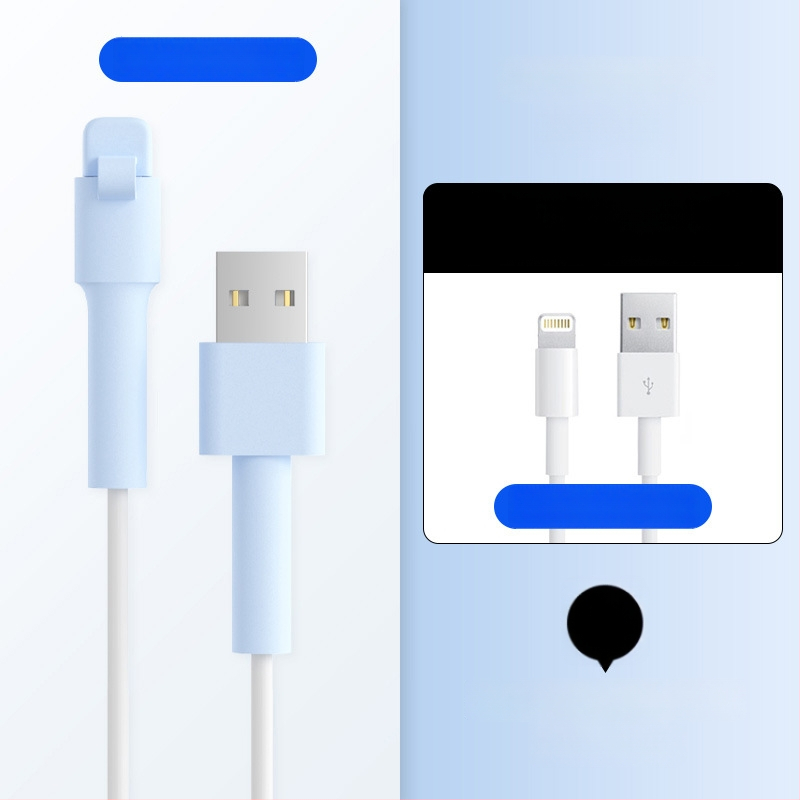 Силиконова защита за кабел за данни – Всичко включено, модел 413; съвместима с кабели на Apple, Huawei, Xiaomi и Vivo; защита срещу счупване и износ на метал.