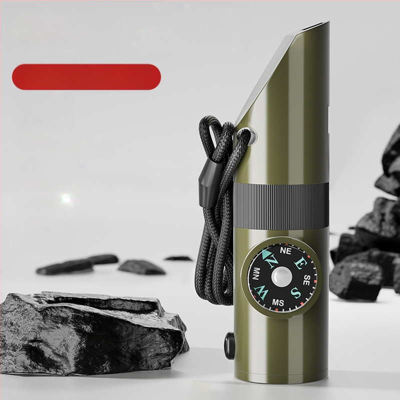 Friendly Išgyvenimo švilpukas — septynis į vieną, daugiafunkcinis švilpukas su aukšto dažnio impulsais ir kompasu