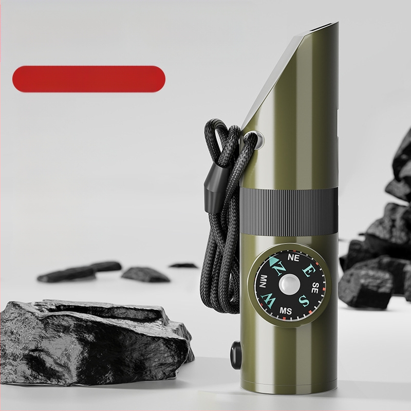 Friendly Išgyvenimo švilpukas — septynis į vieną, daugiafunkcinis švilpukas su aukšto dažnio impulsais ir kompasu