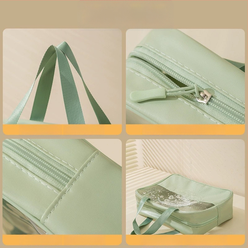 Geantă cosmetică transparentă multifuncțională cu logo, capacitate mare, ultraușoară, PVC material, fermoar