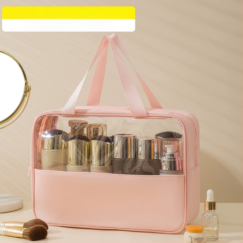 Geantă cosmetică transparentă multifuncțională cu logo, capacitate mare, ultraușoară, PVC material, fermoar