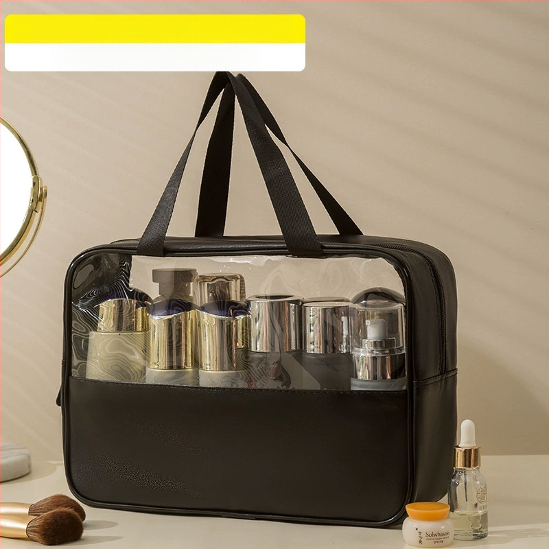 Geantă cosmetică transparentă multifuncțională cu logo, capacitate mare, ultraușoară, PVC material, fermoar