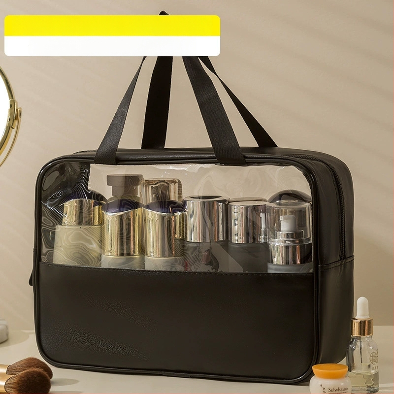 Geantă cosmetică transparentă multifuncțională cu logo, capacitate mare, ultraușoară, PVC material, fermoar