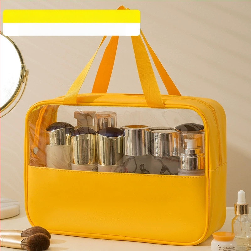 Geantă cosmetică transparentă multifuncțională cu logo, capacitate mare, ultraușoară, PVC material, fermoar