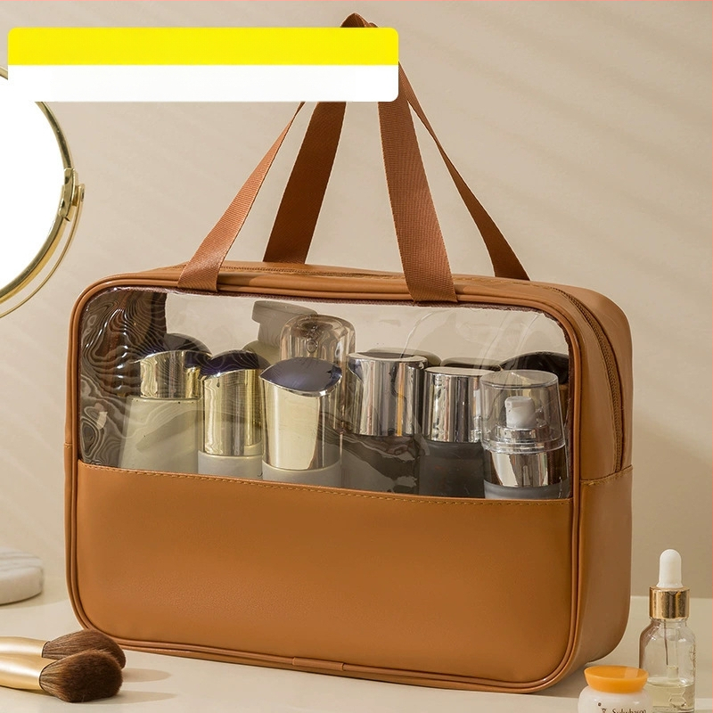 Geantă cosmetică transparentă multifuncțională cu logo, capacitate mare, ultraușoară, PVC material, fermoar