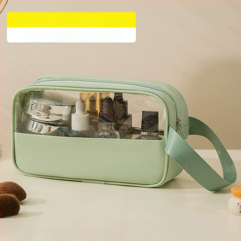 Geantă cosmetică transparentă multifuncțională cu logo, capacitate mare, ultraușoară, PVC material, fermoar