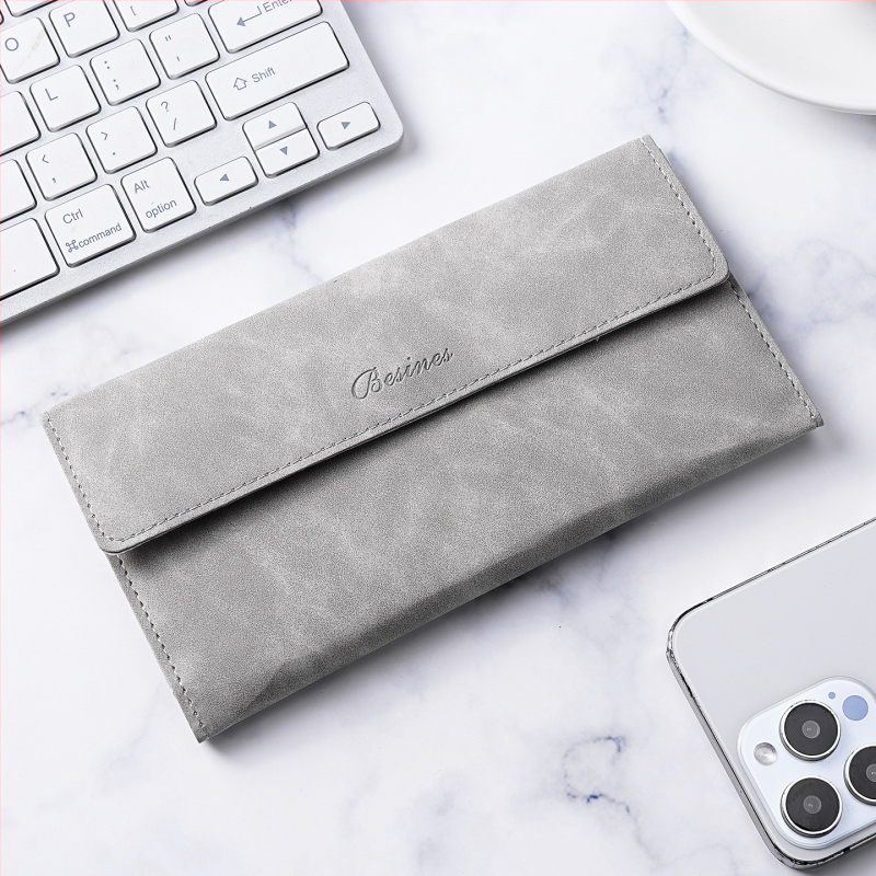 Portfelis su integruotu kortelių dėklu, PU dirbtinė oda, didelė kortelių talpa, verslo stilius