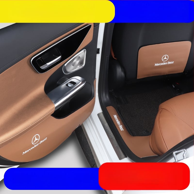 Mercedes‑Benz E‑Класа E300L – кожени анти-ударни панели за гръб на вратите, интериор, Huangku, лого отпечатано, персонализация налична, стил Four Seasons General (W214)