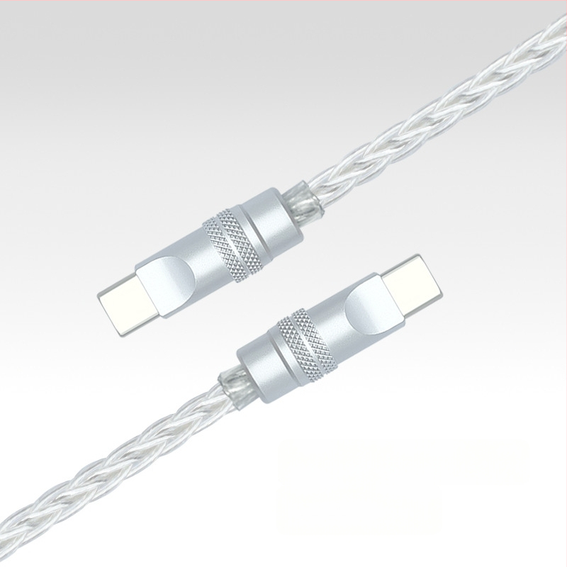 Καλώδιο δεδομένων με πλεγμένες οκτώ ίνες, επιχρυσωμένο με ασήμι σε μονοκρύσταλλο χαλκό — γρήγορη φόρτιση, συμβατό με iPhone16, Mate70, tablets και φορητούς υπολογιστές