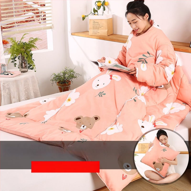 Възглавнично одеяло – удебелено, топло, мултифункционално и сгъваемо; полиестерна външна тъкан и пълнеж, диван стил, детска защита срещу ритници