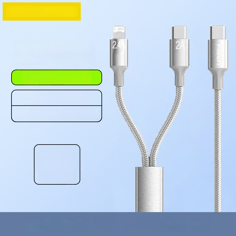 Pisen USB-C 2-σε-1 καλώδιο δεδομένων, γρήγορη φόρτιση, κράμα αλουμινίου, 100W ισχύς εξόδου, Type-C συνδετήρας
