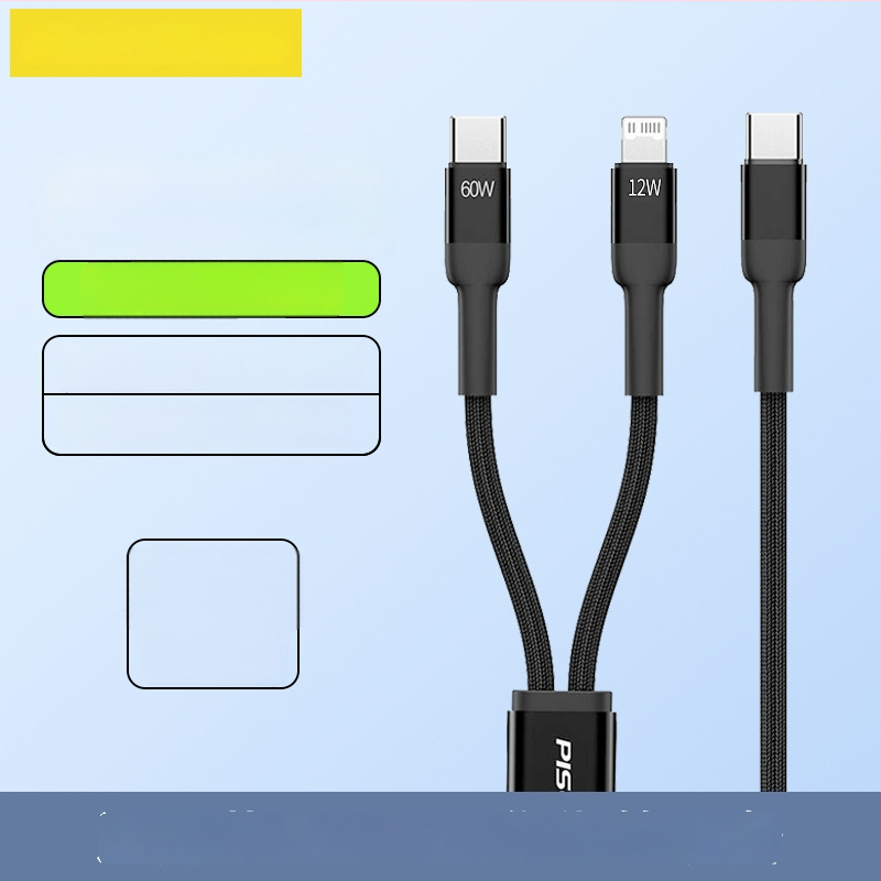 Pisen USB-C 2-σε-1 καλώδιο δεδομένων, γρήγορη φόρτιση, κράμα αλουμινίου, 100W ισχύς εξόδου, Type-C συνδετήρας