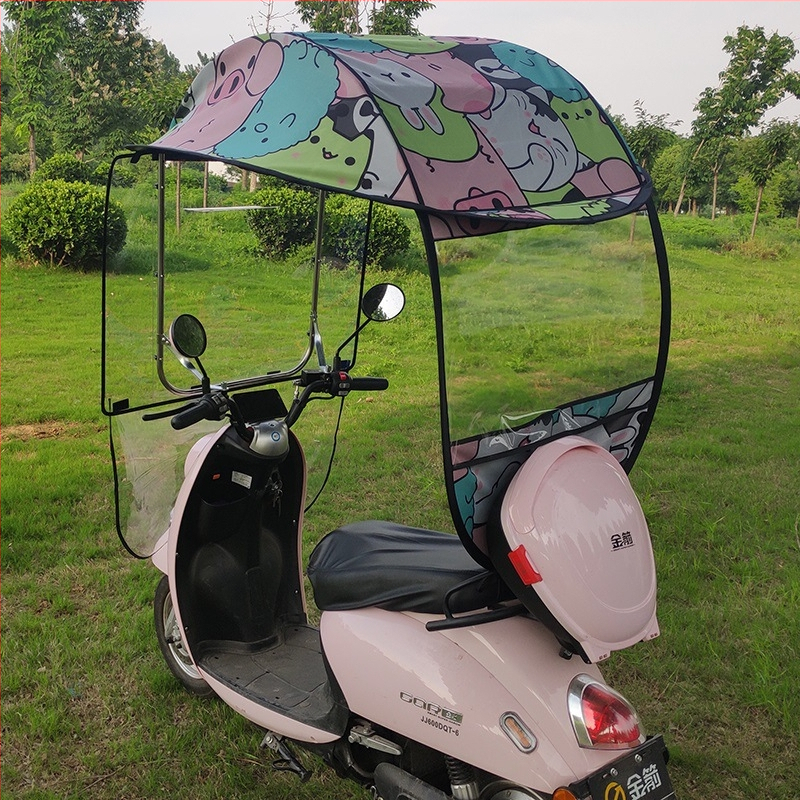 Elektriliste sõidukite vihmavari: sobib elektrilistele jalgratastele ja mootorratastele, 14 klaaskiust ribad, TPE kangas, manuaalne avamine, UPF 30+