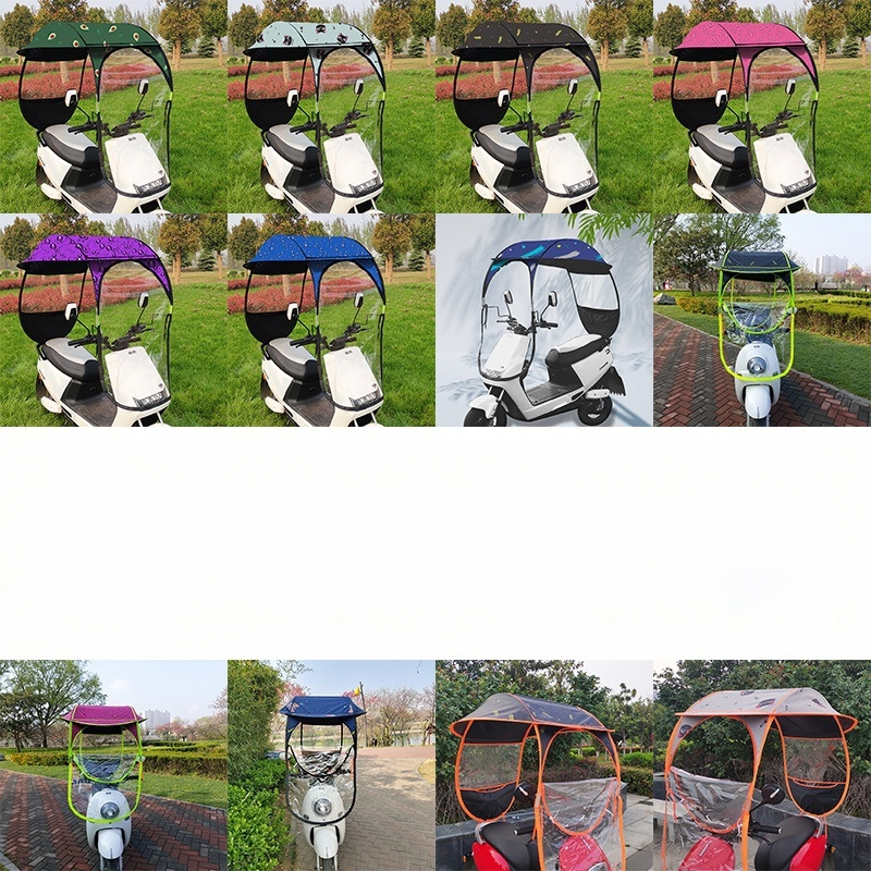 Elektriliste sõidukite vihmavari: sobib elektrilistele jalgratastele ja mootorratastele, 14 klaaskiust ribad, TPE kangas, manuaalne avamine, UPF 30+