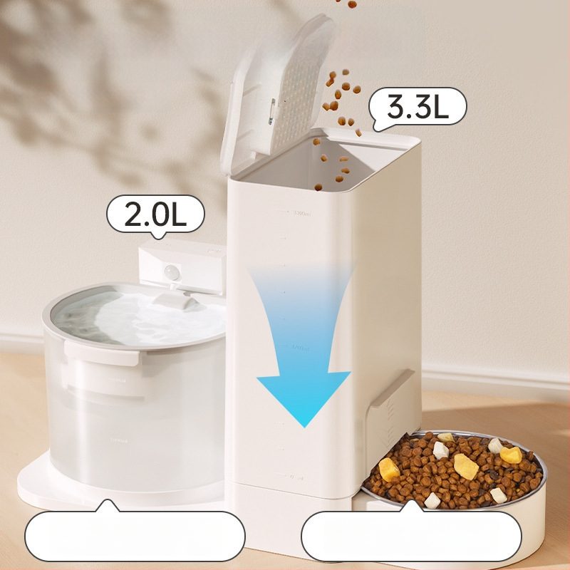 Диспенсер и подхранвател за котки — всичко в едно, вода с постоянна температура, безжично подаване на вода, разглобяем, модел 2023