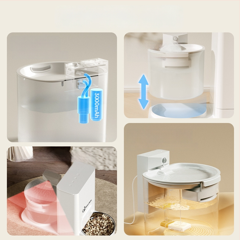 Диспенсер и подхранвател за котки — всичко в едно, вода с постоянна температура, безжично подаване на вода, разглобяем, модел 2023