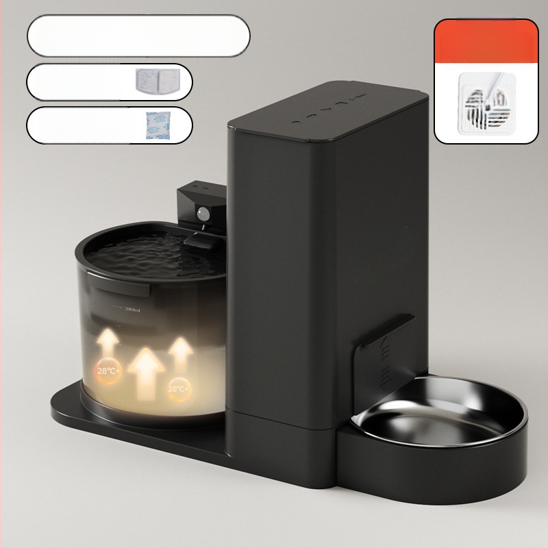 Диспенсер и подхранвател за котки — всичко в едно, вода с постоянна температура, безжично подаване на вода, разглобяем, модел 2023