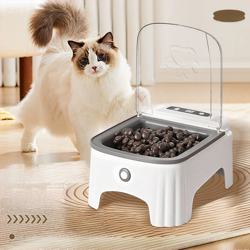 Автоматичен подавач за домашни любимци сензорно отваряне на капака и таймер за свежест, керамична купа; модел Timing sensor, тегло 500 g, без управление чрез приложение