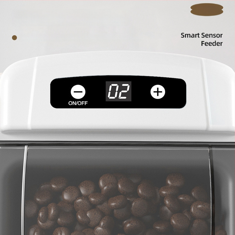 Автоматичен подавач за домашни любимци сензорно отваряне на капака и таймер за свежест, керамична купа; модел Timing sensor, тегло 500 g, без управление чрез приложение