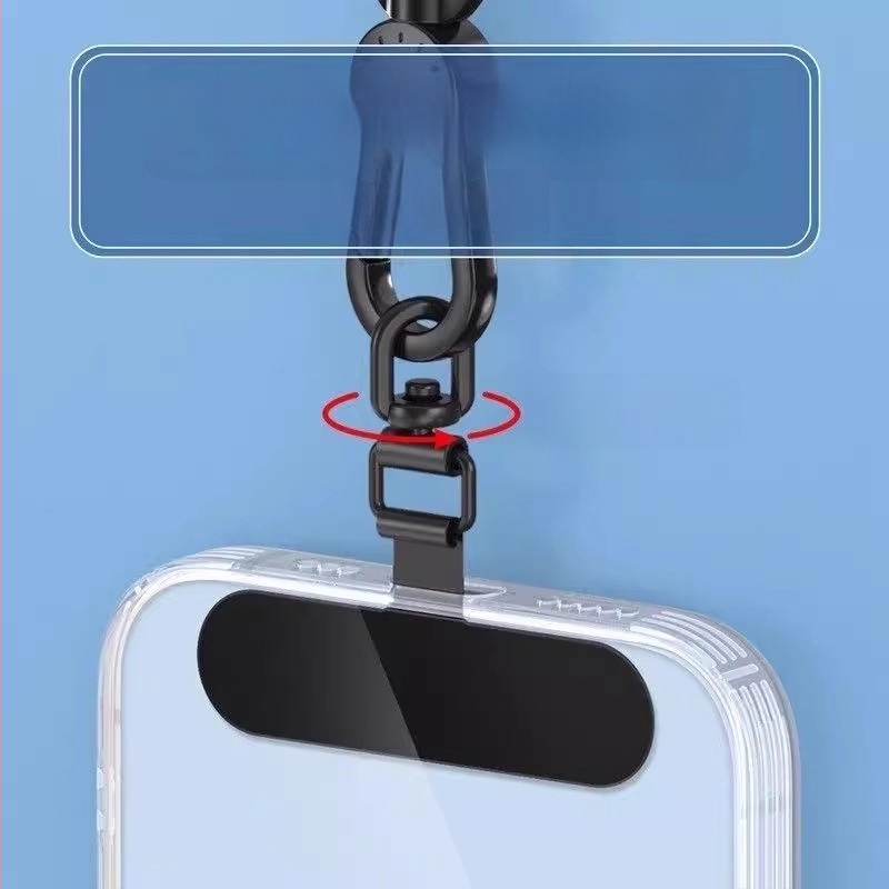 Tālruņa lanyarda stiprinājums ar 360° rotējošu metāla klipu, metāls, elektroplakāts, universāls, ģeometriska forma