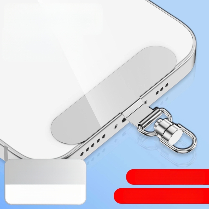 Tālruņa lanyarda stiprinājums ar 360° rotējošu metāla klipu, metāls, elektroplakāts, universāls, ģeometriska forma