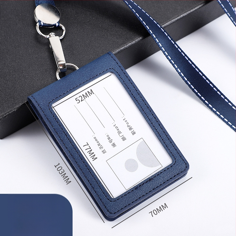 Θήκη ταυτότητας με καπάκι που ανοίγει και αποσπώμενο λουράκι, χωρητικότητα 2 καρτών, 1 πτυχή πορτοφόλι, PU υλικό, εσωτερική συνθετική δέρμα, στυλ επιχειρηματικής μετακίνησης