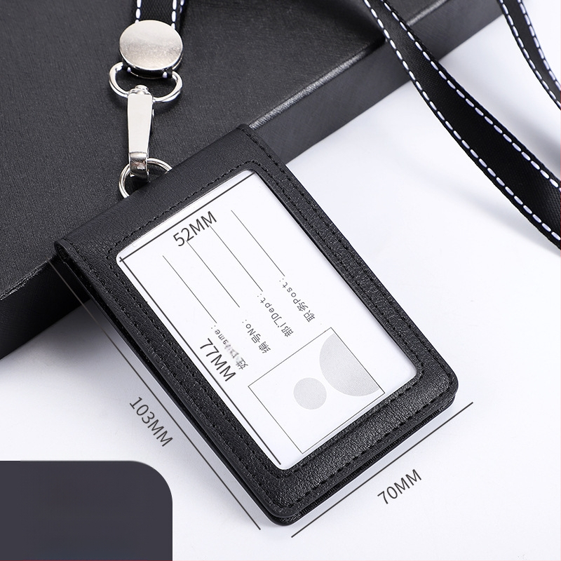 Θήκη ταυτότητας με καπάκι που ανοίγει και αποσπώμενο λουράκι, χωρητικότητα 2 καρτών, 1 πτυχή πορτοφόλι, PU υλικό, εσωτερική συνθετική δέρμα, στυλ επιχειρηματικής μετακίνησης