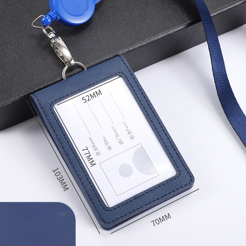 Θήκη ταυτότητας με καπάκι που ανοίγει και αποσπώμενο λουράκι, χωρητικότητα 2 καρτών, 1 πτυχή πορτοφόλι, PU υλικό, εσωτερική συνθετική δέρμα, στυλ επιχειρηματικής μετακίνησης